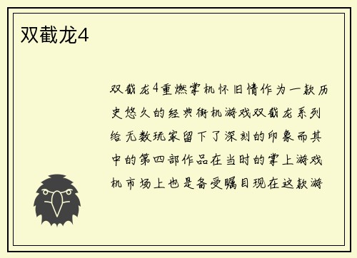 双截龙4